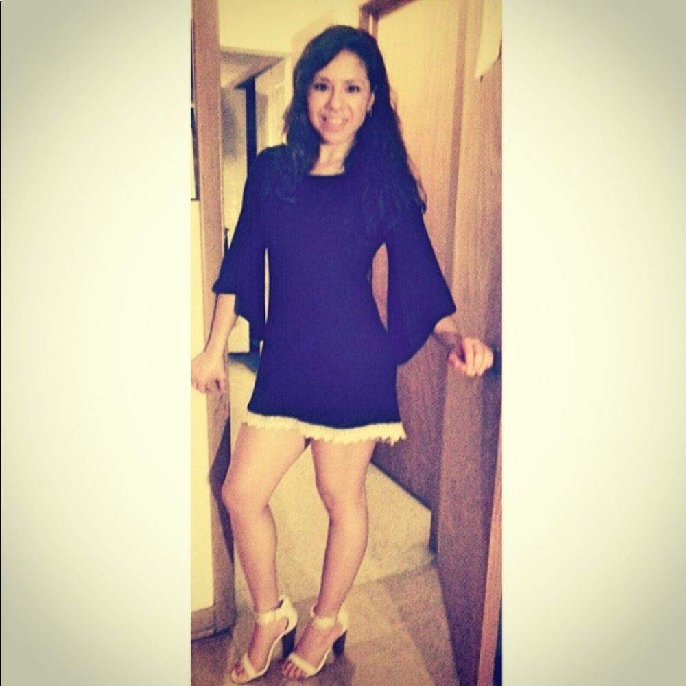 Cute Black Flared Sleeve Dress